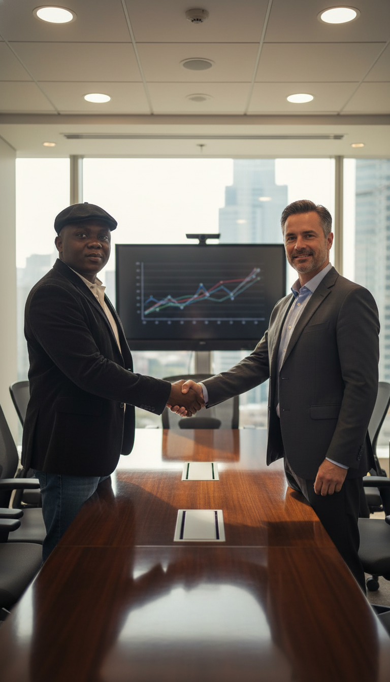 Client meeting with financial charts