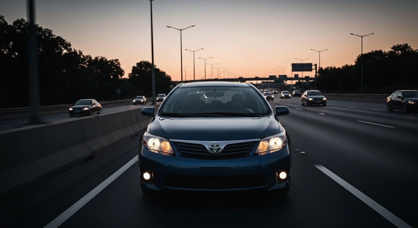 Commuter car on highway