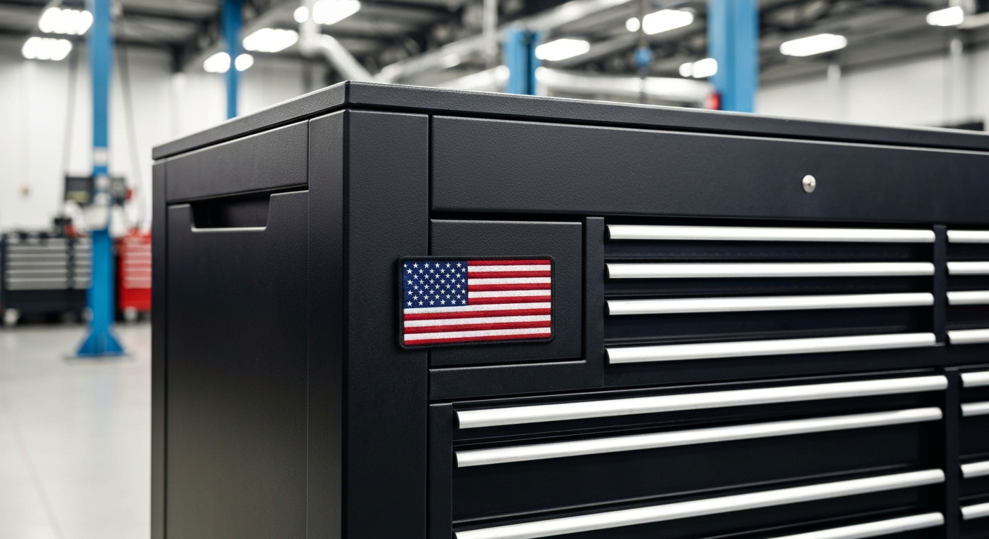 Mechanic toolbox with American flag