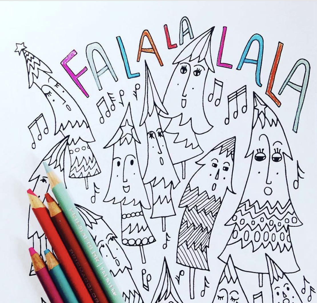 Fa La La La Singing Trees Coloring Page