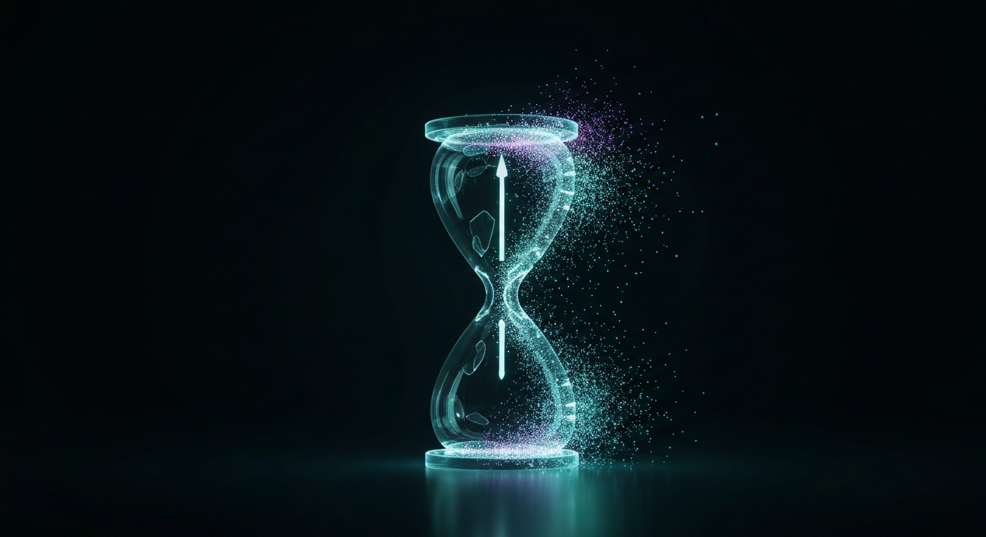Abstract digital clock dissolving representing wasted time and late customer replies