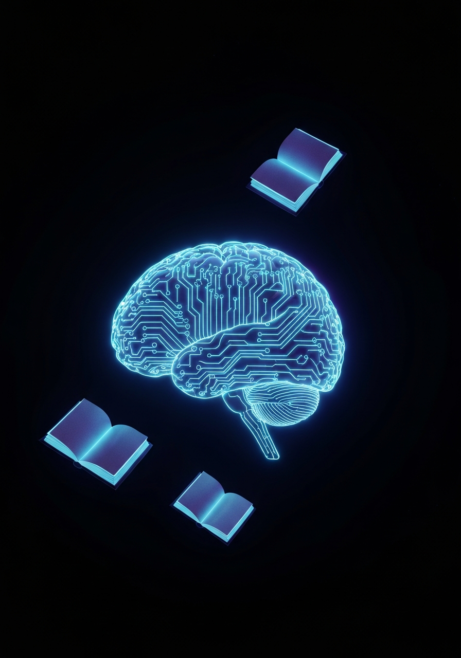 Futuristic neon brain representing coaching institute automation in UK