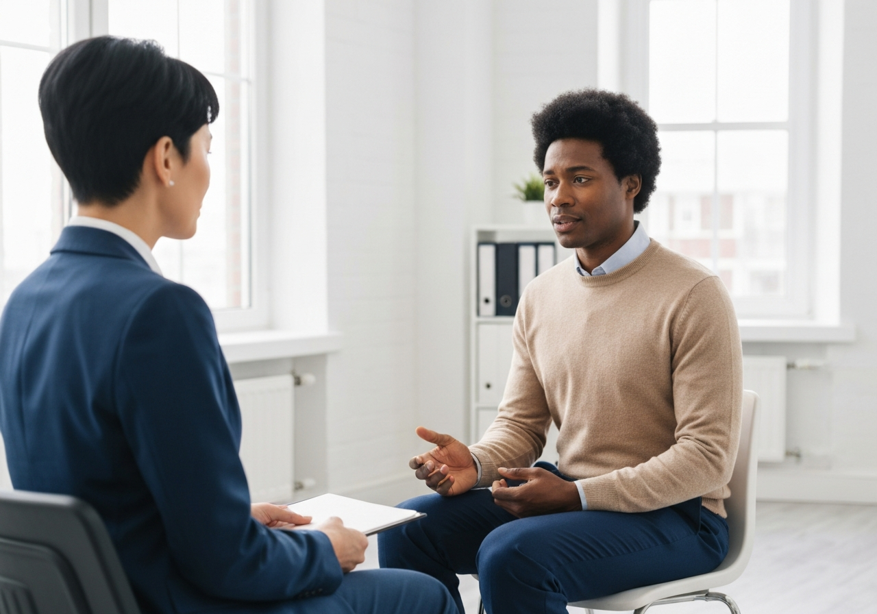 Professional and parent talking