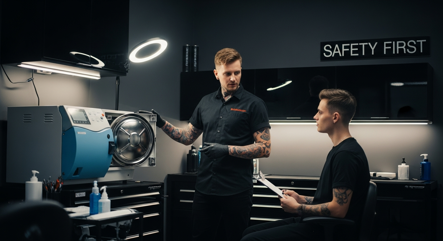 Professional tattoo studio environment