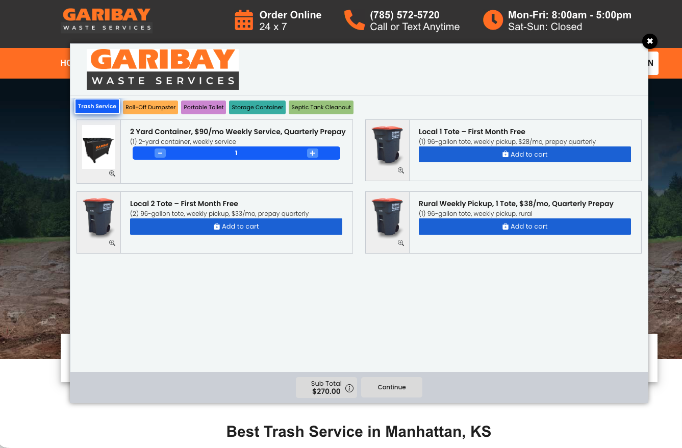 Trash Service Shopping Cart