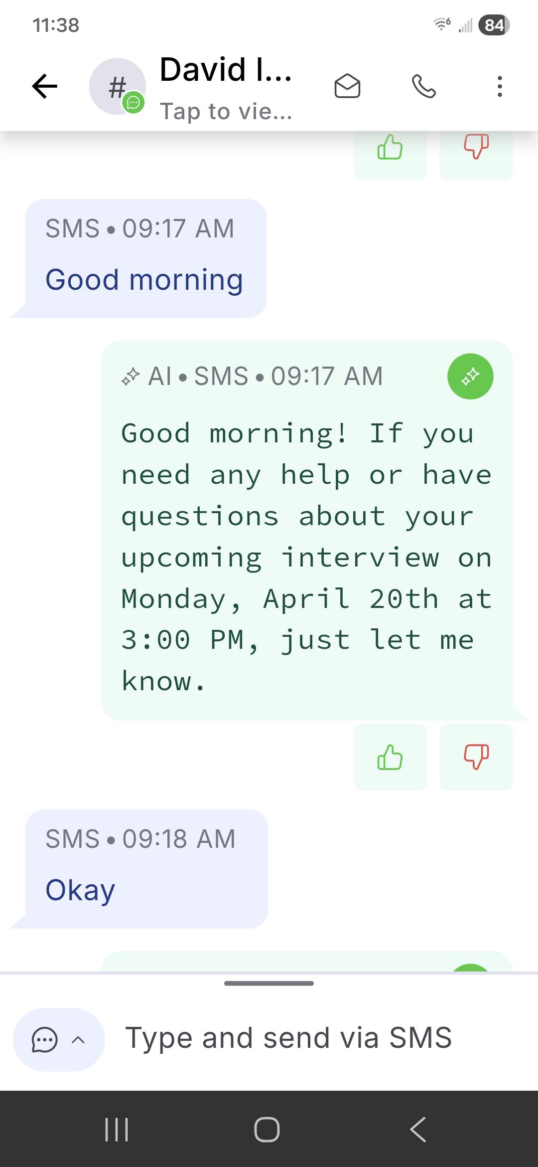 AI Agent Answering Inbound SMS