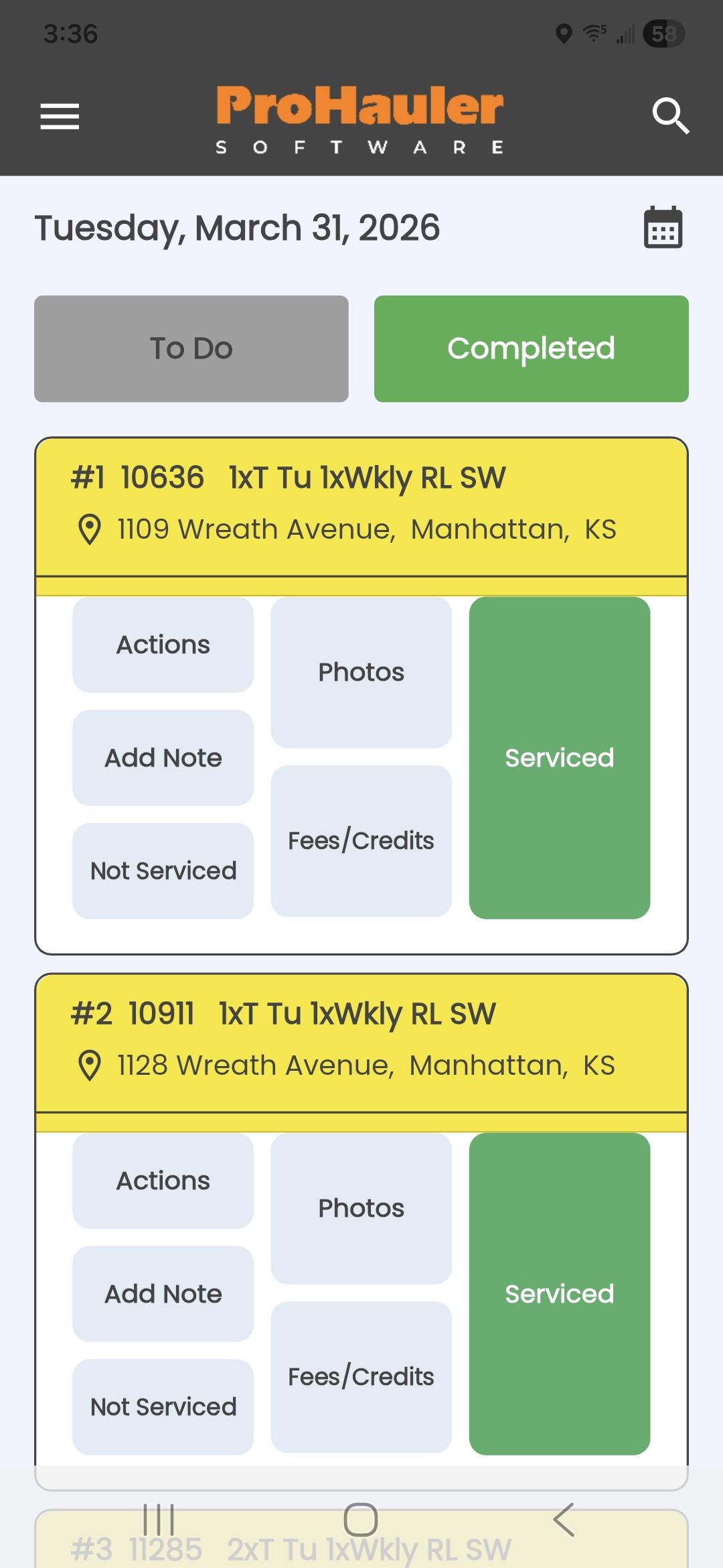 Driver clicking on address