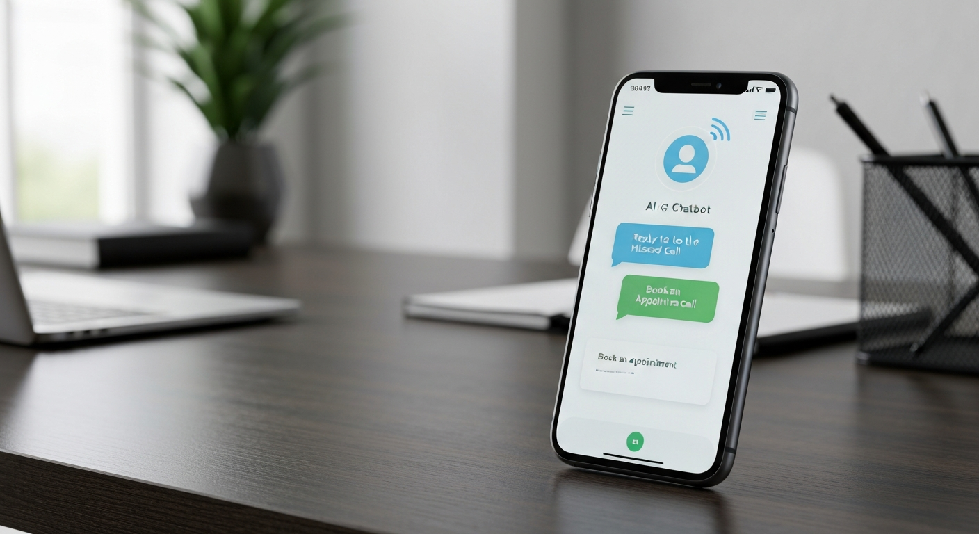 AI chatbot interface instantly replying to a missed call