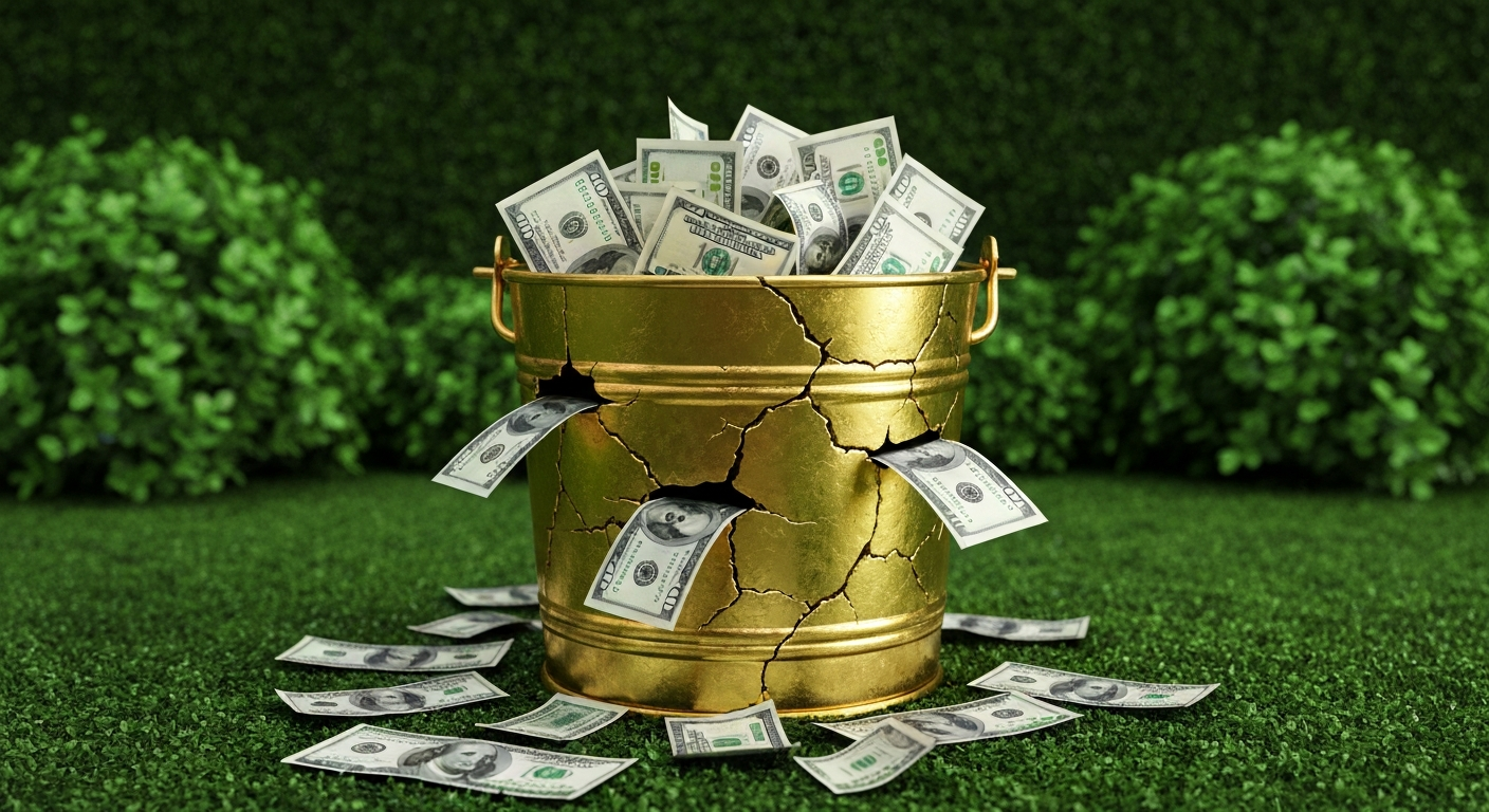 Leaky bucket made of gold losing money