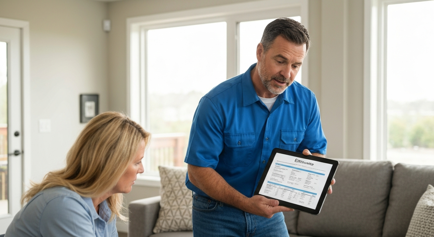 Contractor presenting a professional digital estimate on a tablet