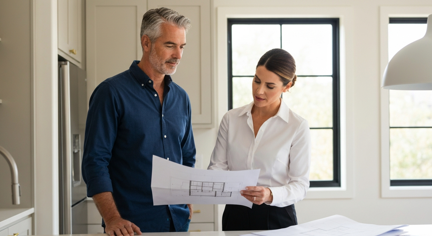 Homeowner confidently choosing a contractor