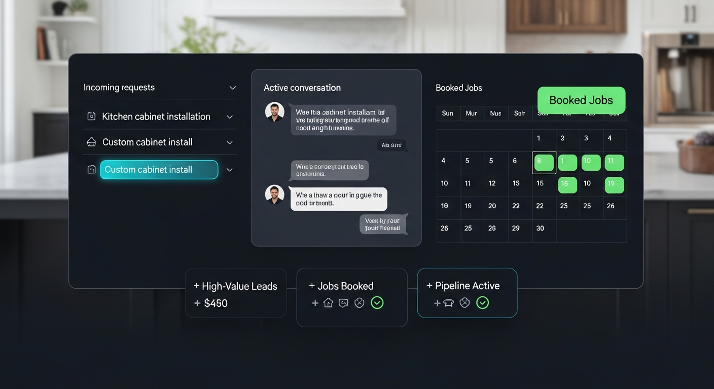 Cabinet Installer CRM Pipeline showing booked jobs