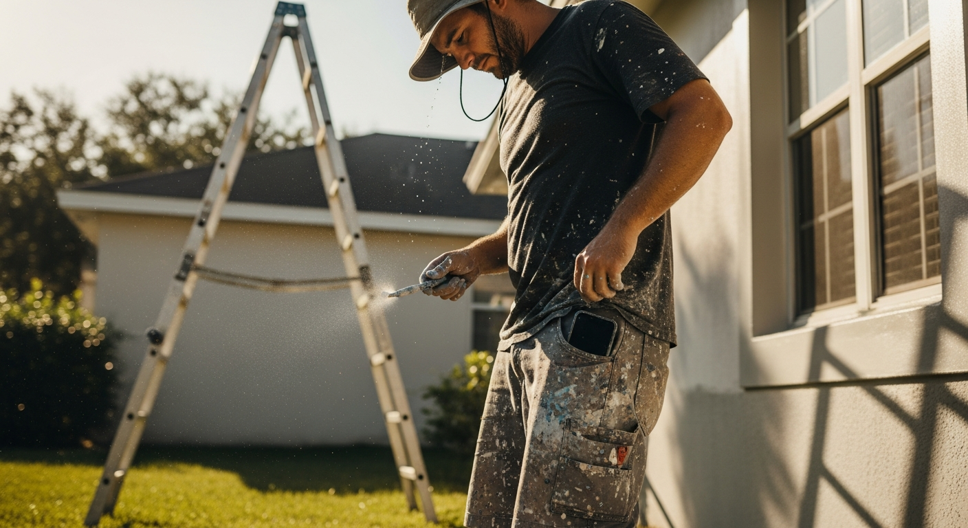Florida painting contractor missing a phone call while working on a residential exterior repaint project