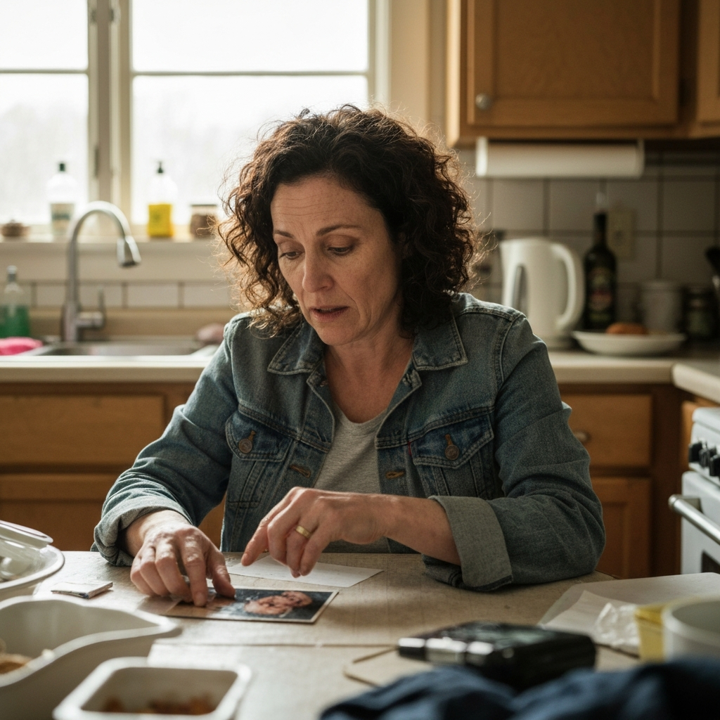 Woman appearing outwardly functional but inwardly caught in an emotional loop