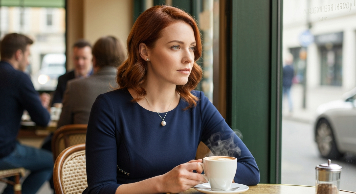 Woman slightly withdrawn in a social setting