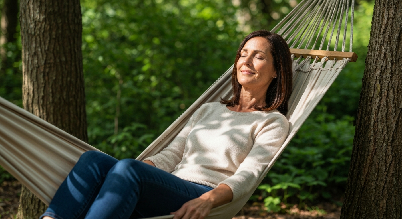 Woman experiencing deep, calm, grounded rest