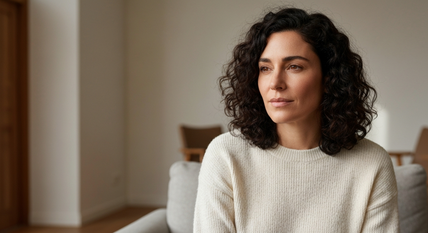 Woman experiencing a grounded calm state and emotional steadiness
