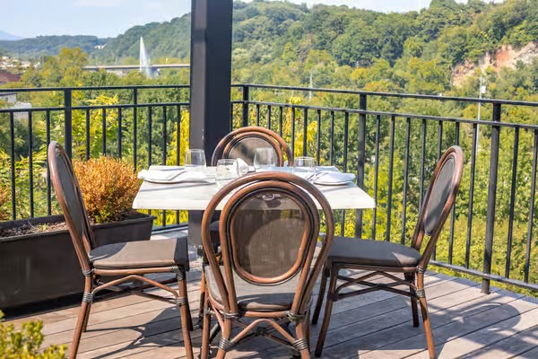 No. 7 Rooftop Bar patio overlooking downtown Lynchburg