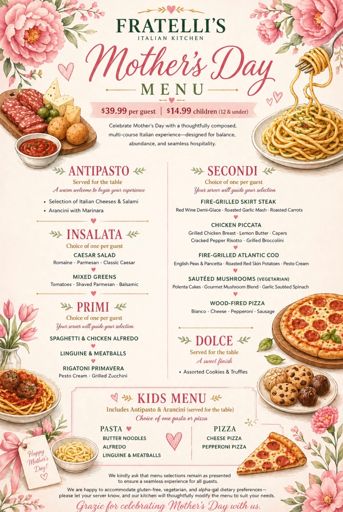 Mother's Day Menu