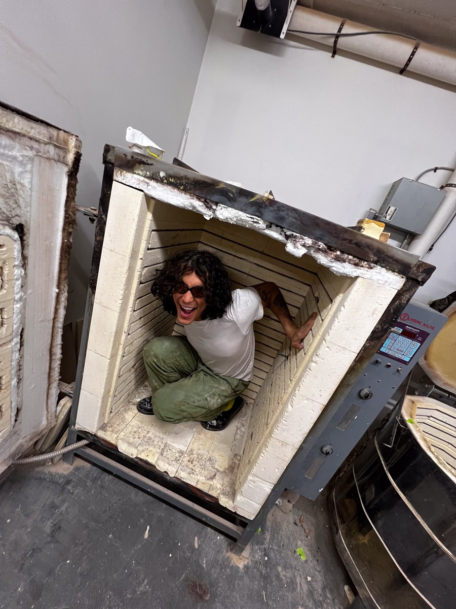 Repairing Clay CA's large Olympic frontloader kiln