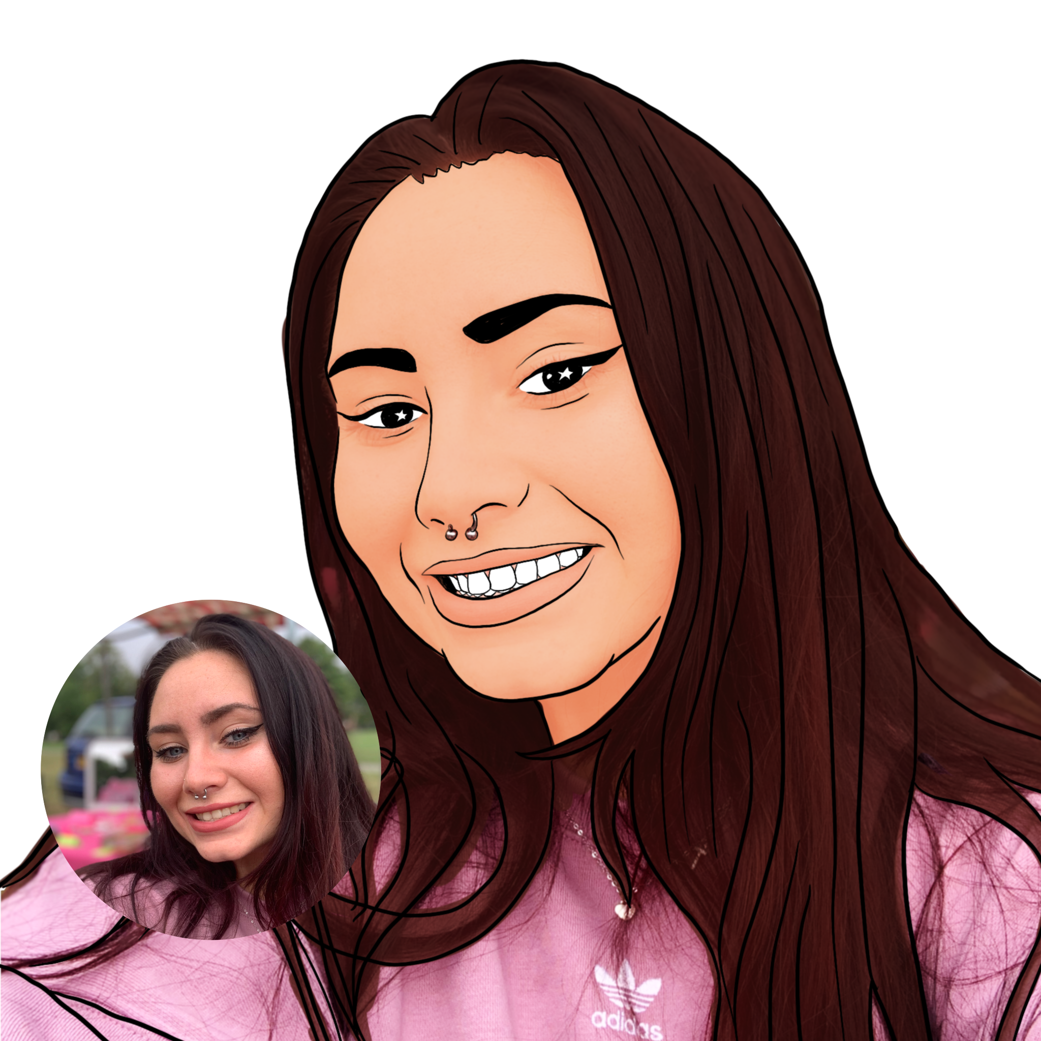 Custom Digital Cartoon Portrait Example 3 by alineD Graphics