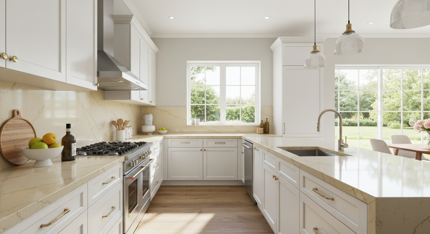 Calacatta Gold Quartz kitchen scene