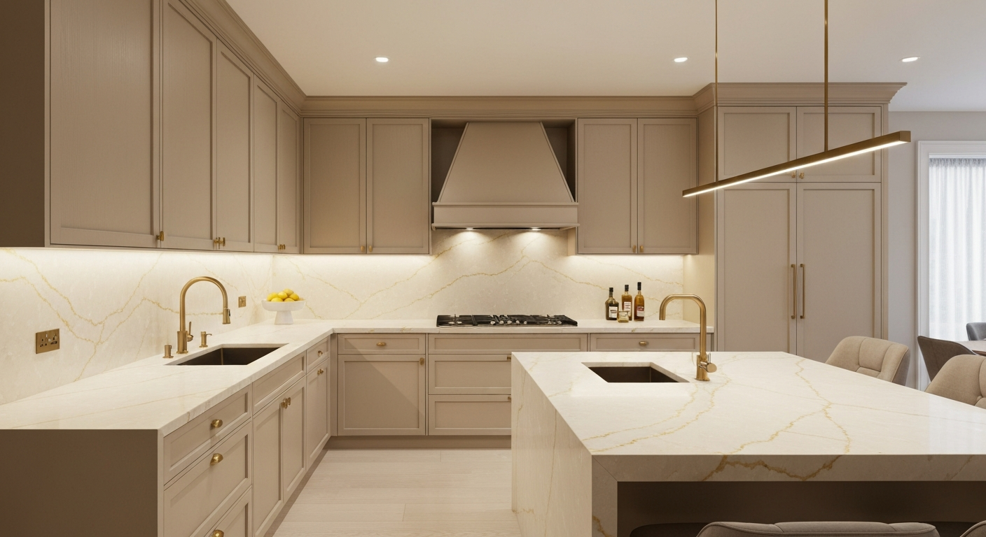 Taj Mahal Quartzite kitchen scene