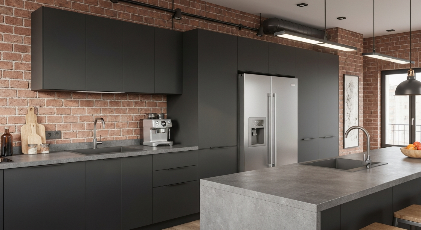 Concrete Gray Solid Surface kitchen scene