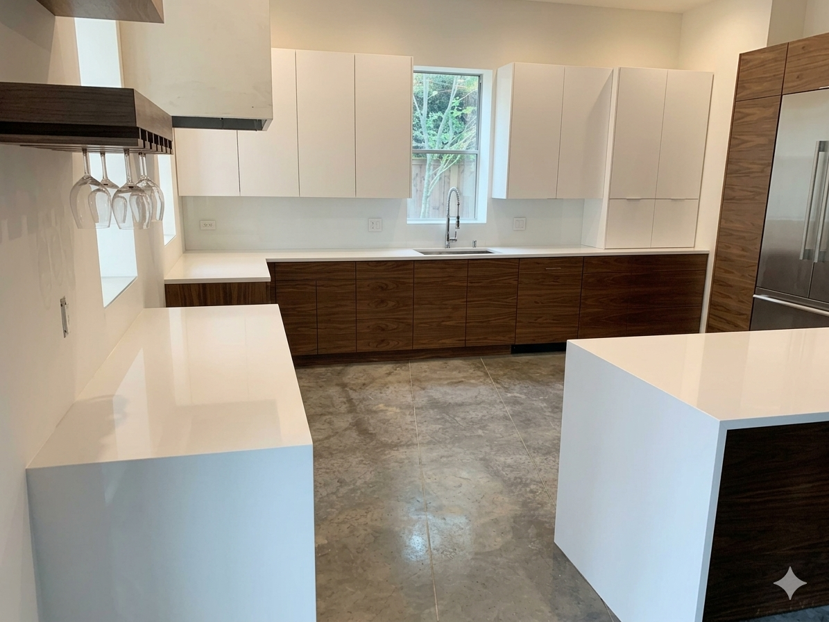 Completed Kitchen Countertops: Granite, Quartz, and Solid Surface