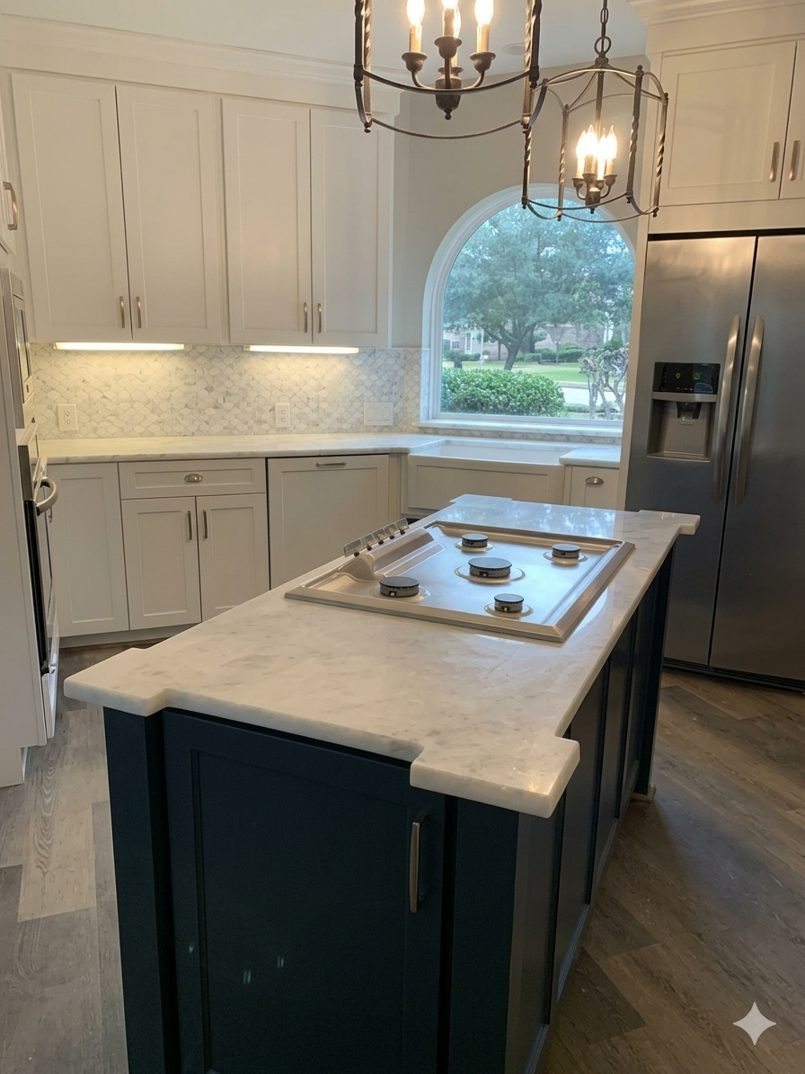 Completed Kitchen Countertops: Granite, Quartz, and Solid Surface