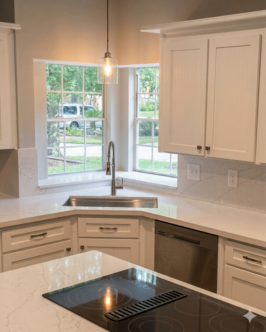 Completed Kitchen Countertops: Granite, Quartz, and Solid Surface