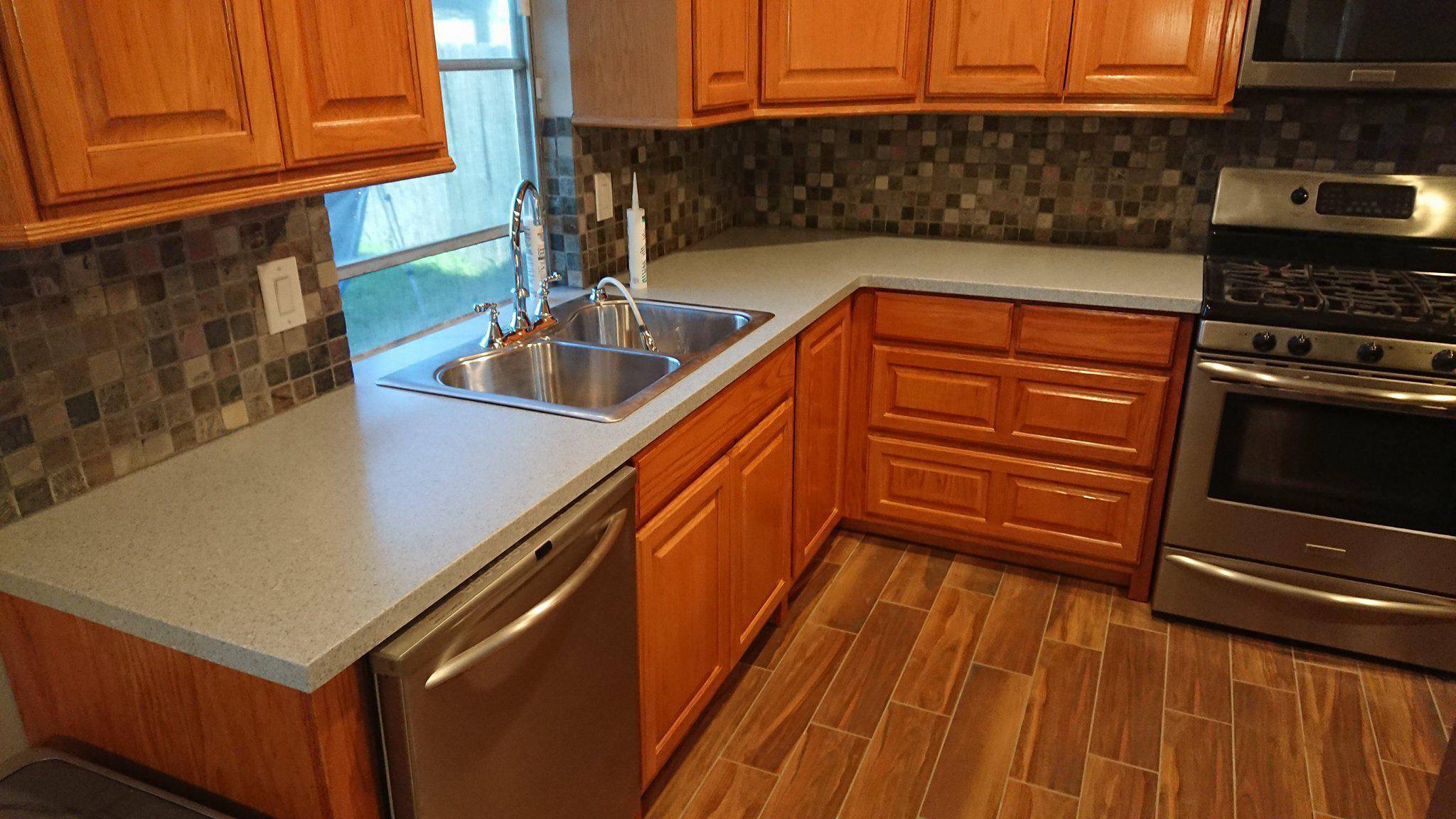 Completed Kitchen Countertops: Granite, Quartz, and Solid Surface