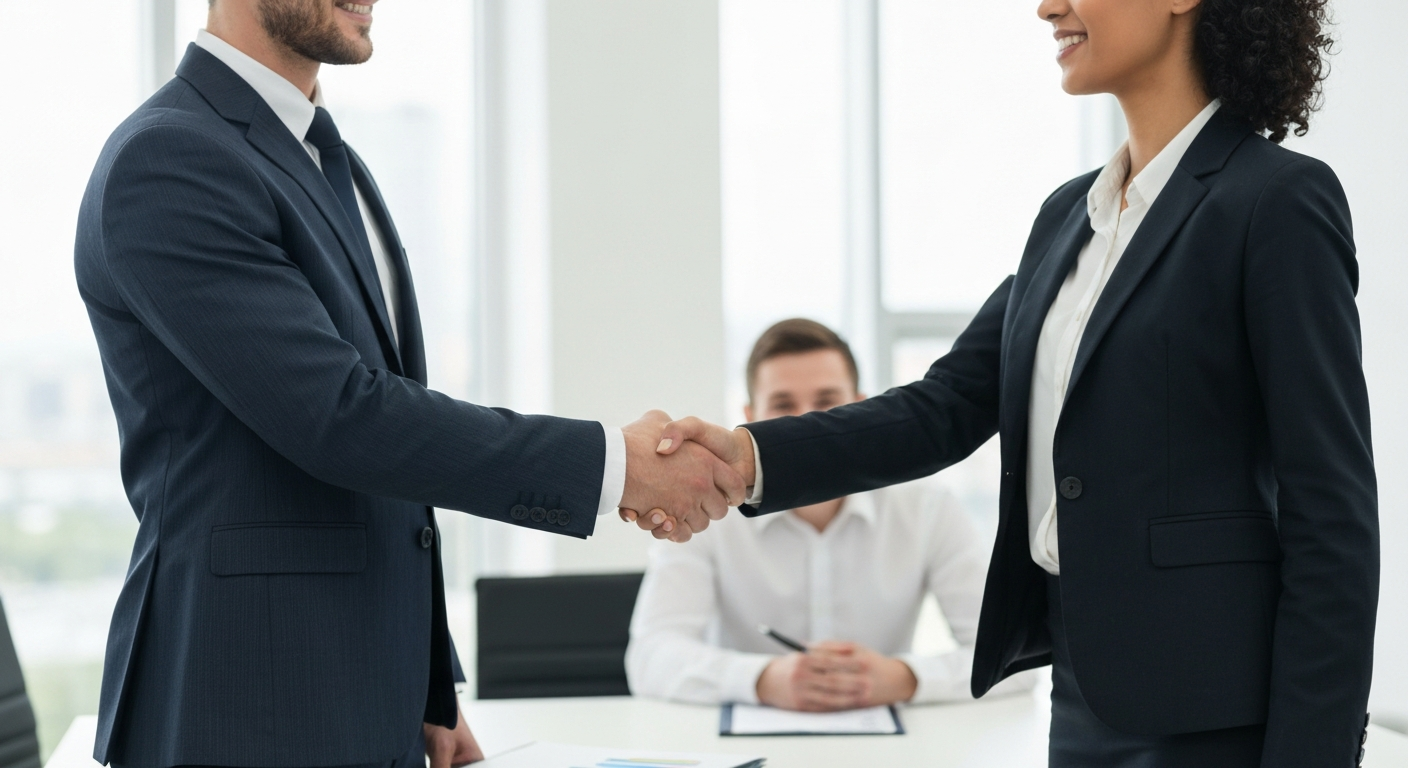 Professional handshake representing trust
