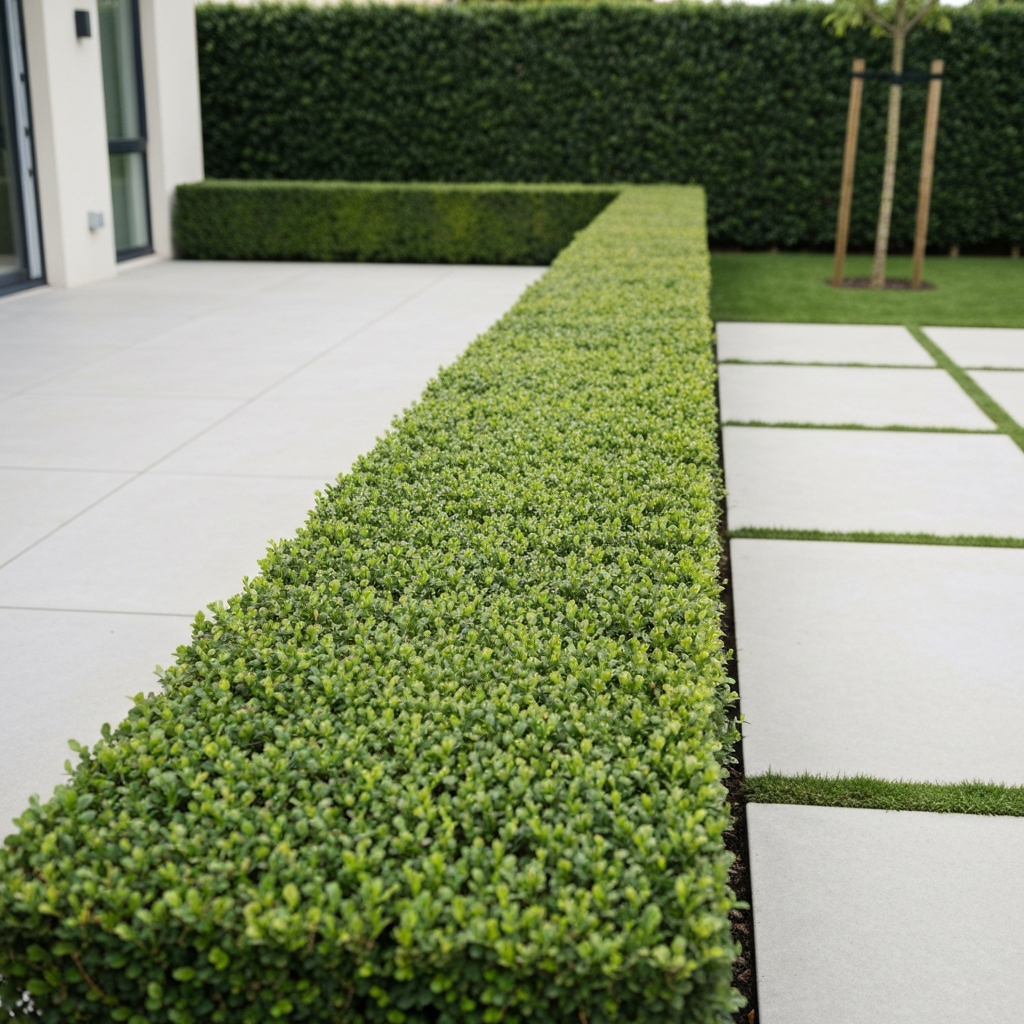 Professional hedge trimming results