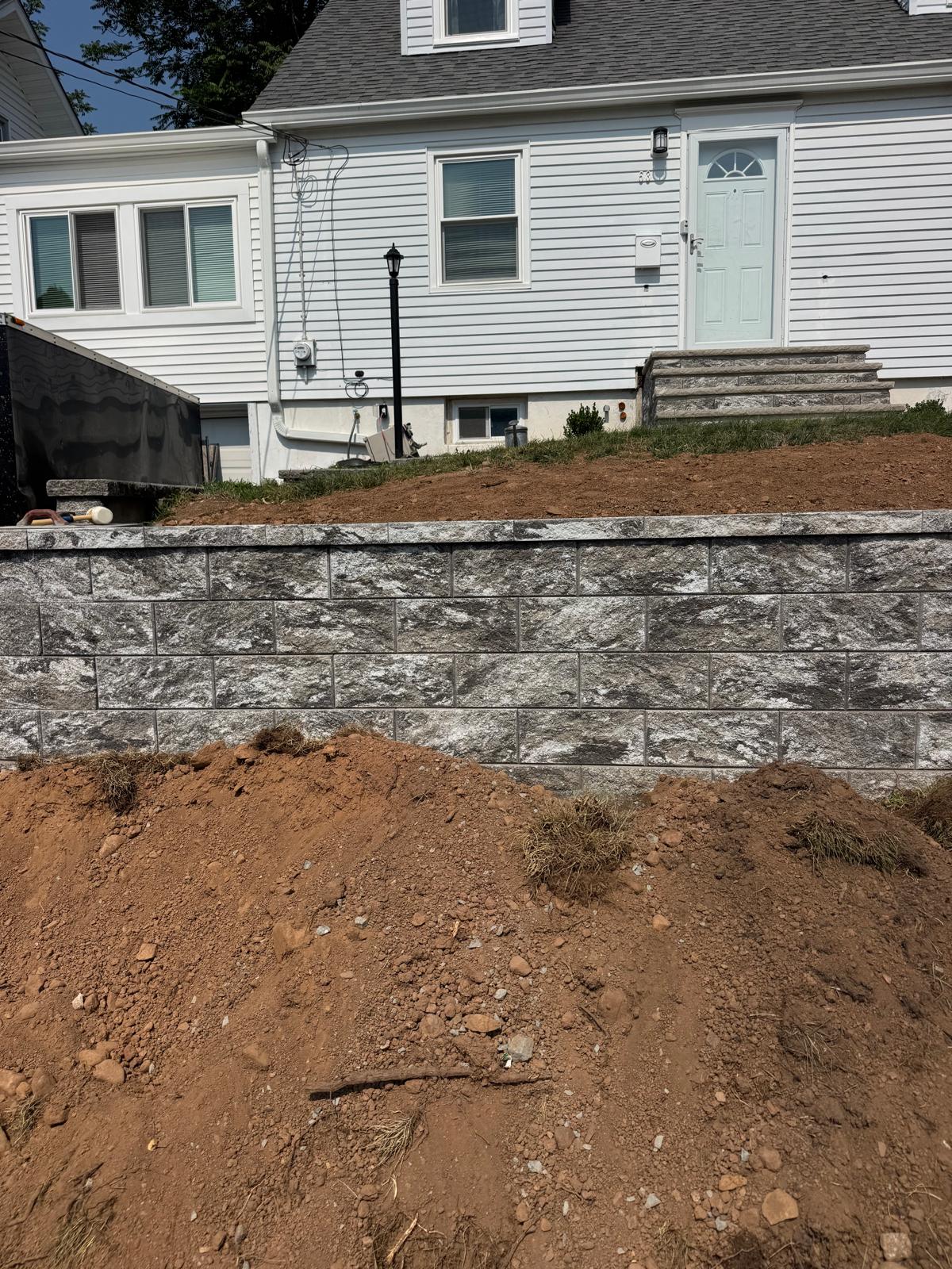 Masonry retaining wall project in West Orange NJ