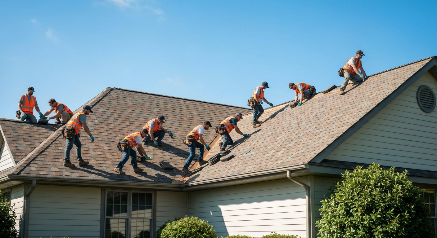 Our professional roofing team at work