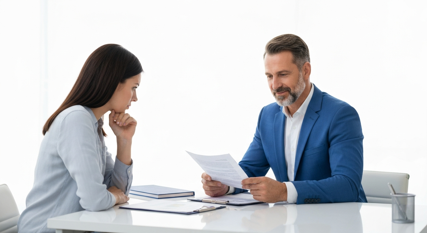 Debt settlement professional consulting with a client