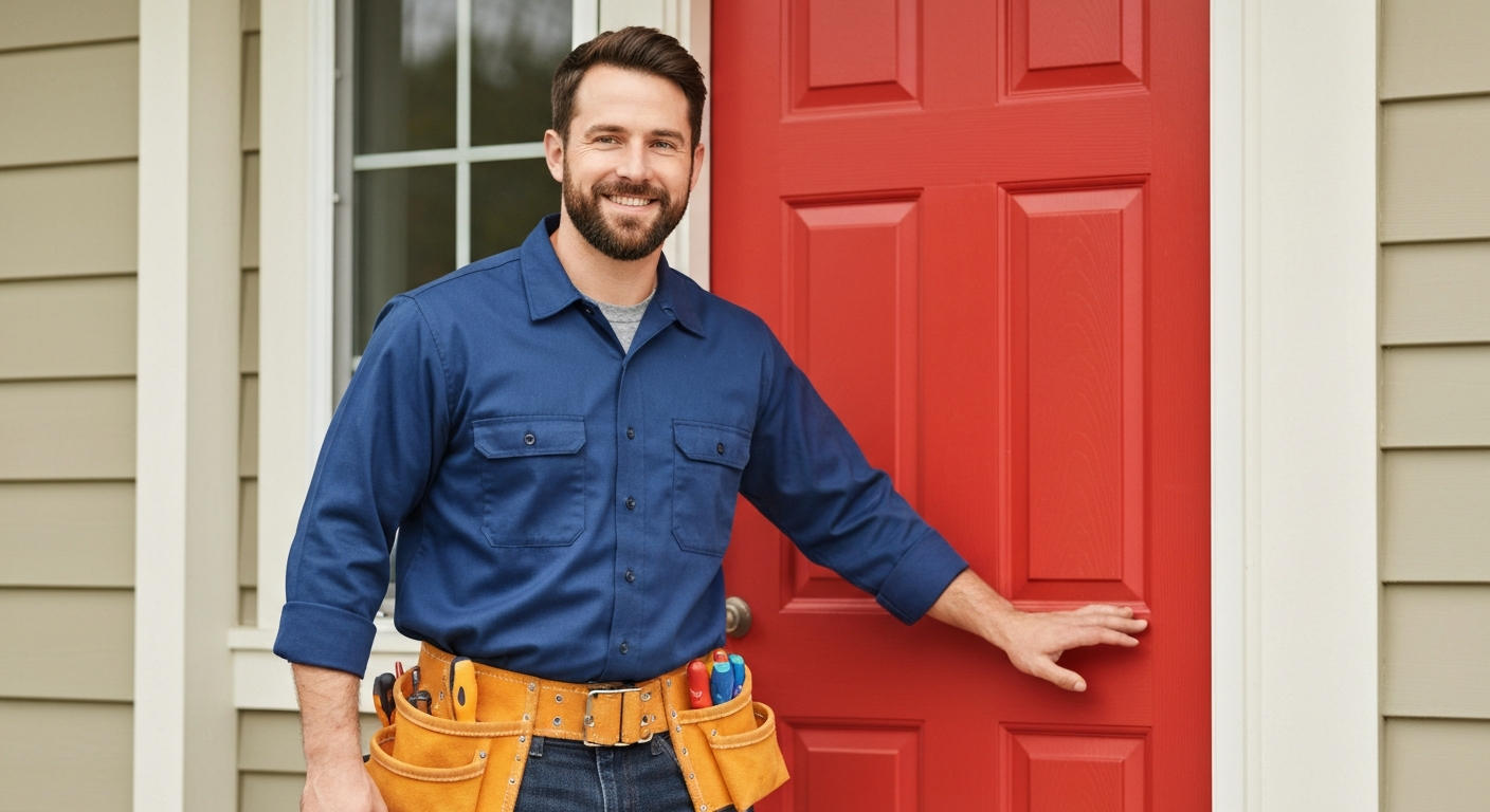 Home service worker smiling