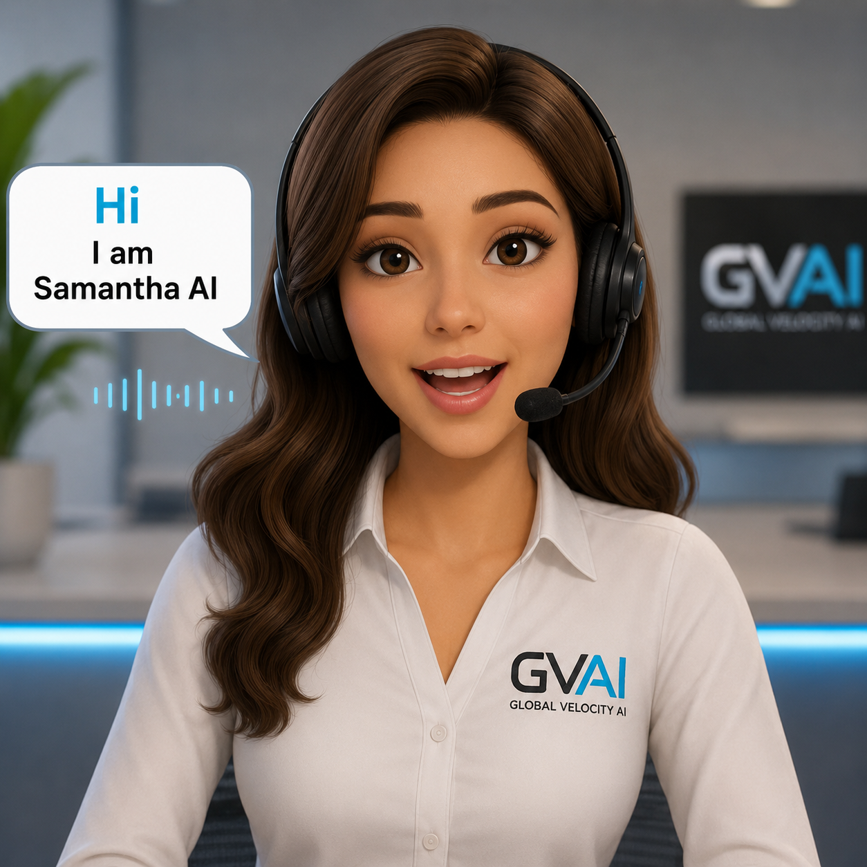 Samantha AI Assistant portrait showing a professional AI employee