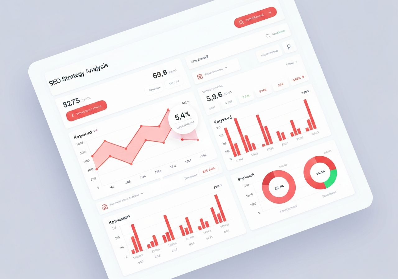 SEO strategy analysis and keyword growth charts