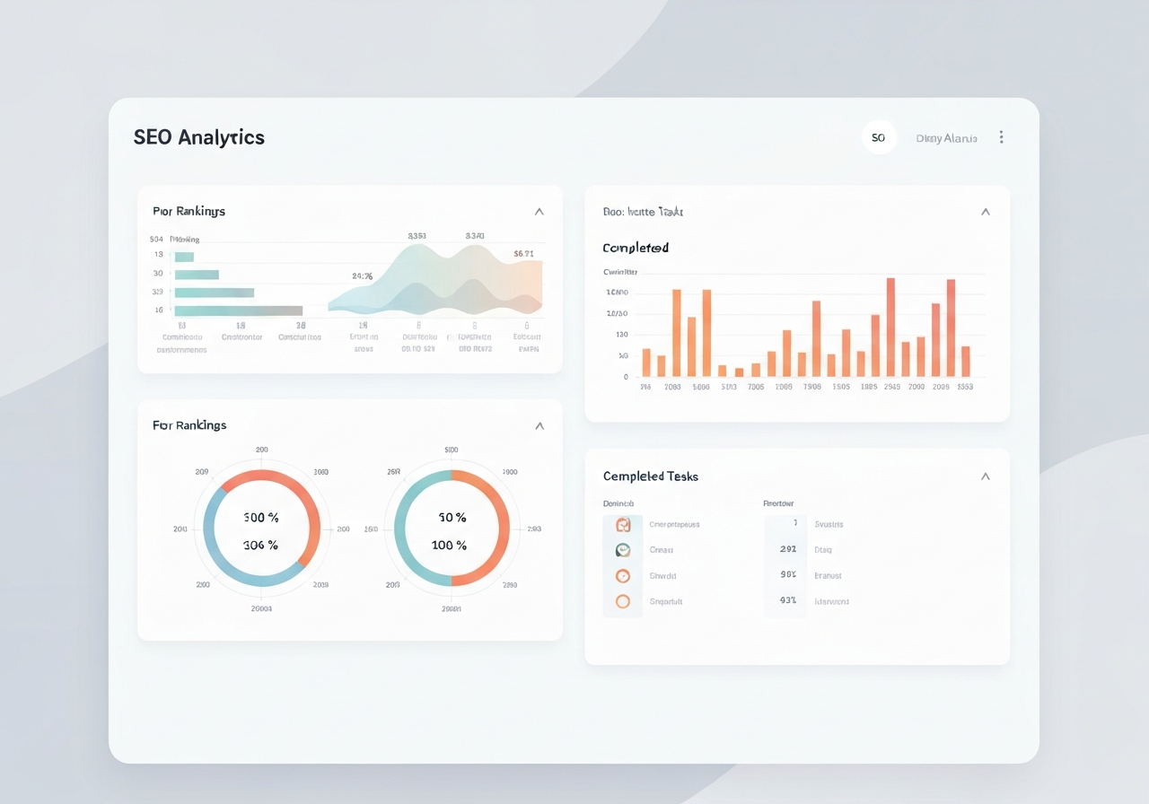 SEO analytics and reporting dashboard showing structured SEO packages