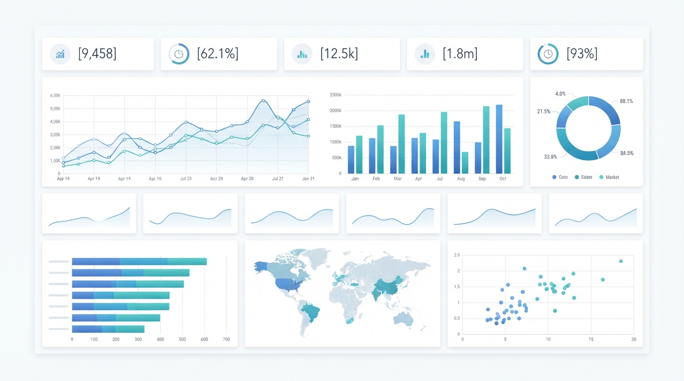 Business intelligence dashboard with real-time KPI tracking and data visualisation