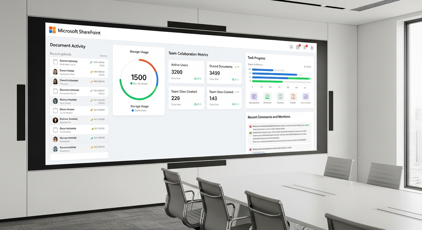 Microsoft SharePoint document management and collaboration dashboard