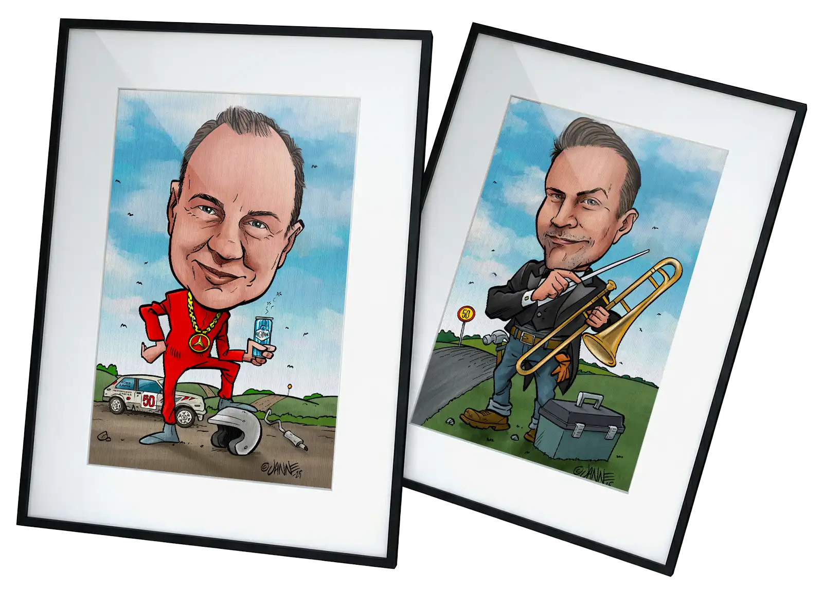 Mies ja kitara karikatyyri