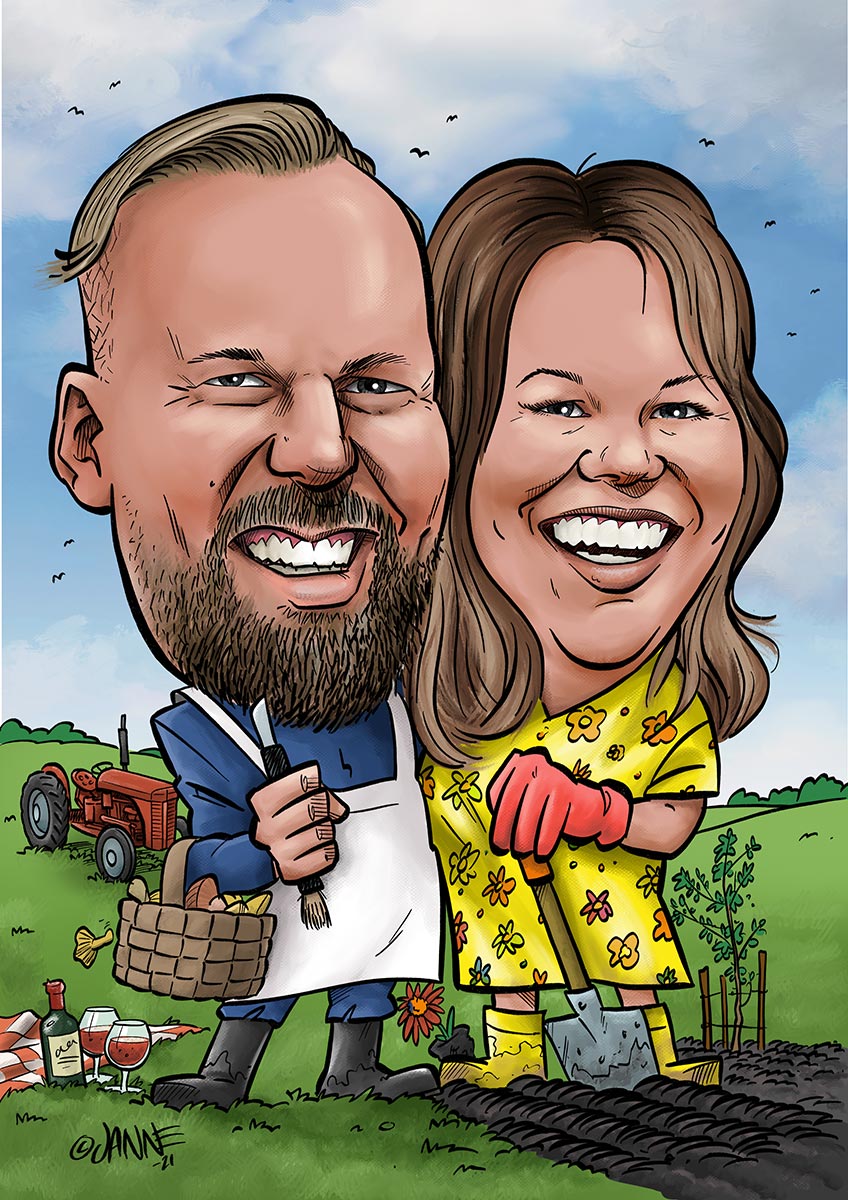 Hääpäivälahja karikatyyri esimerkki 7