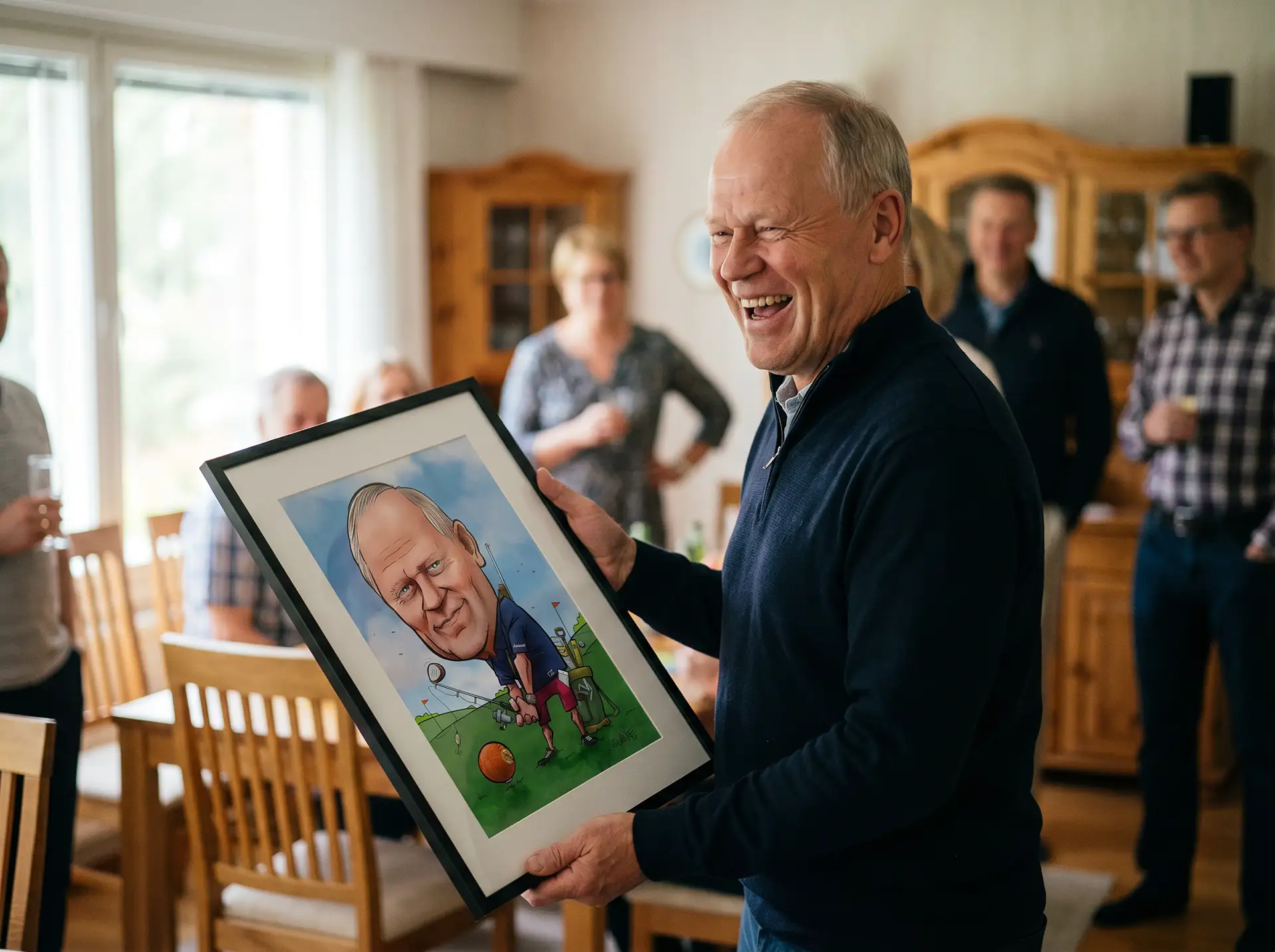 Eläkkeelle jääminen lahja käsinpiirretty karikatyyri
