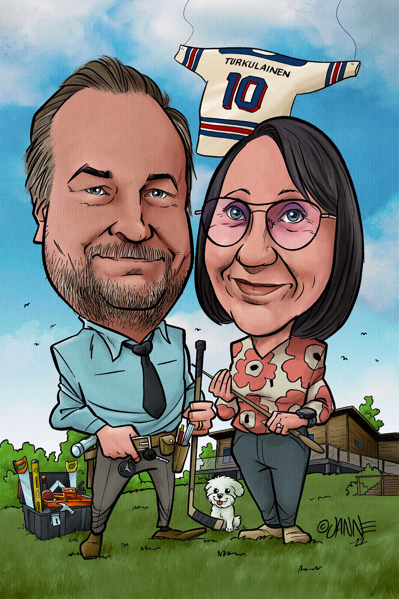 Hääpäivälahja karikatyyri esimerkki 13
