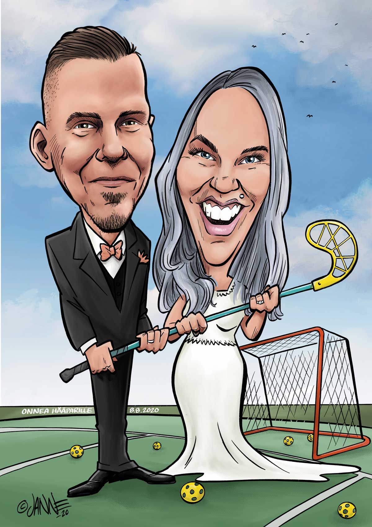 Hääpäivälahja karikatyyri esimerkki 6