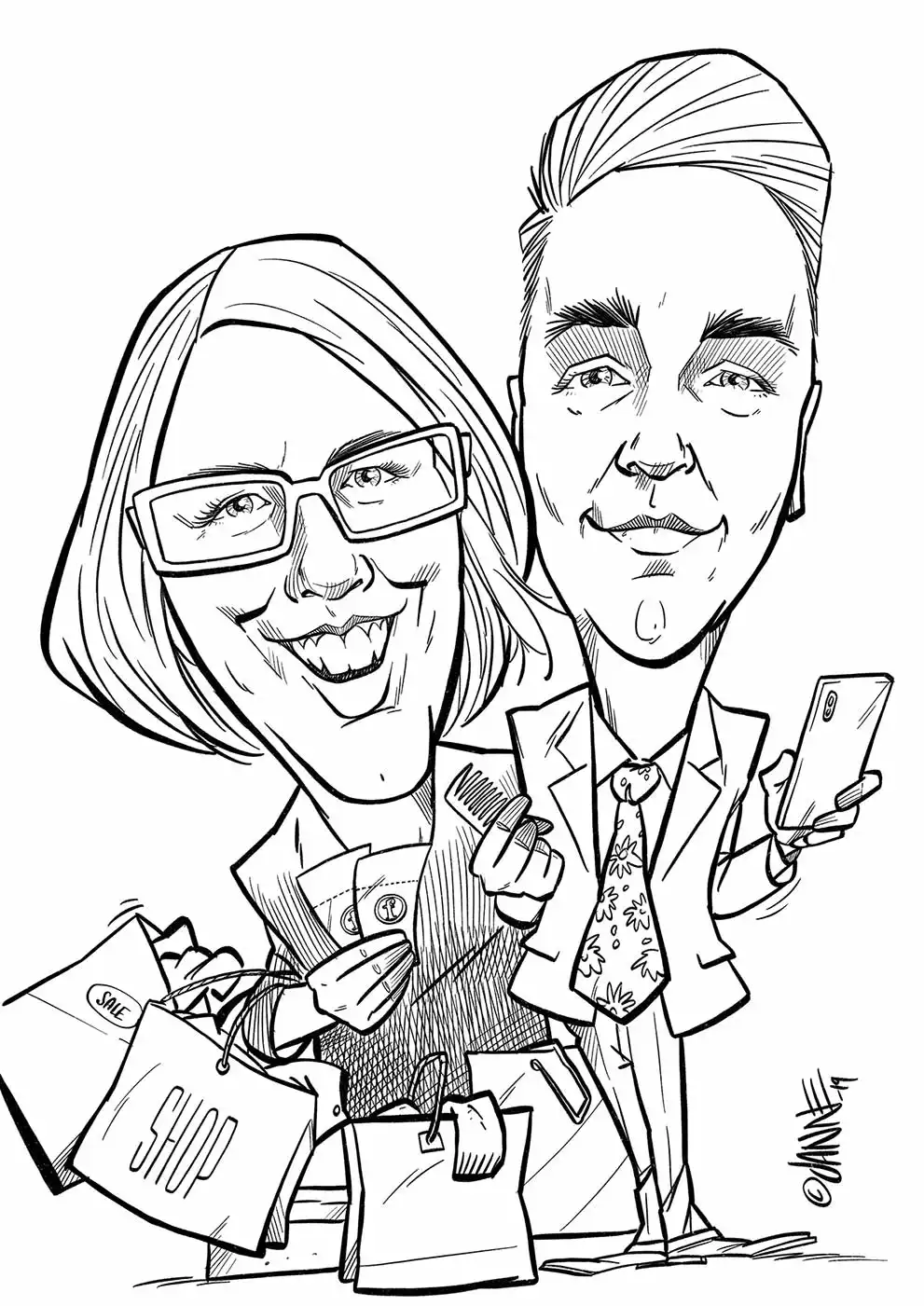 Äitienpäivälahja karikatyyri esimerkki 6