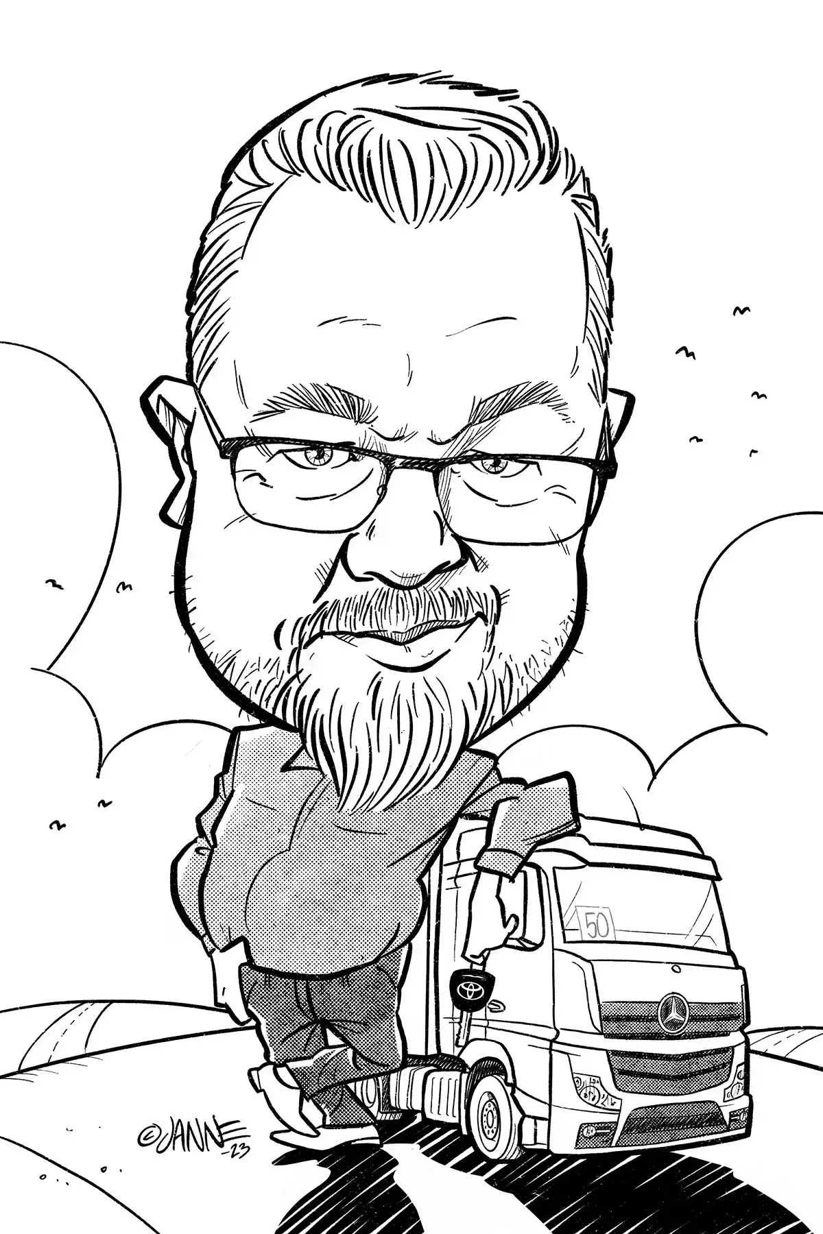 50-vuotislahja karikatyyri esimerkki 3